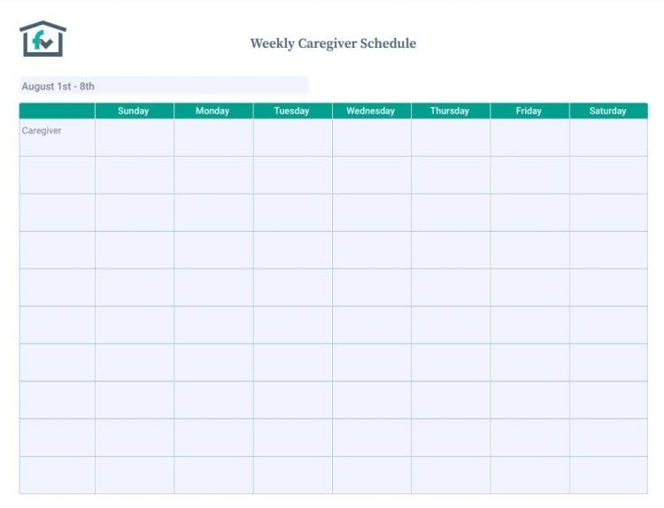 weekly caregiver schedule